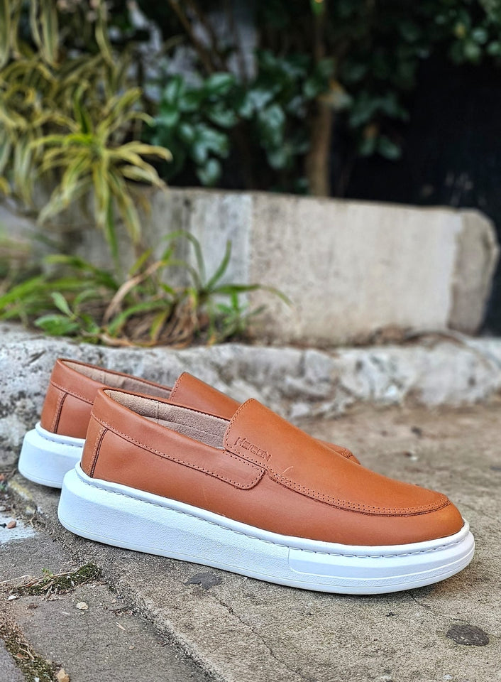 Sapato Mocassim Iate Couro Caramelo Heicon