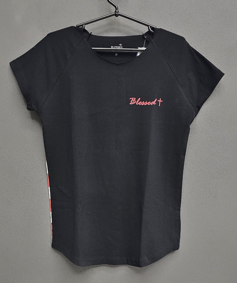 T-shirt Blessed Raglan EUA Black