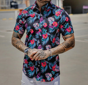 Camisa FB Floral Black e Pink