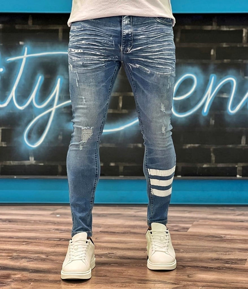 ✨️ Calça Skinny City Destroyed Listras ✨️