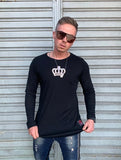 Manga Longa Kreta Coroa Strass Black