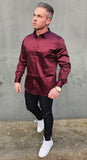Camisa Premium Acetinada Volk Bordô Manga Longa