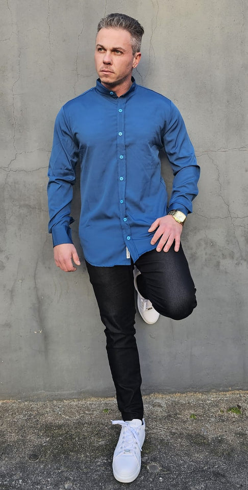 Camisa Premium Exalt Azul Manga Longa