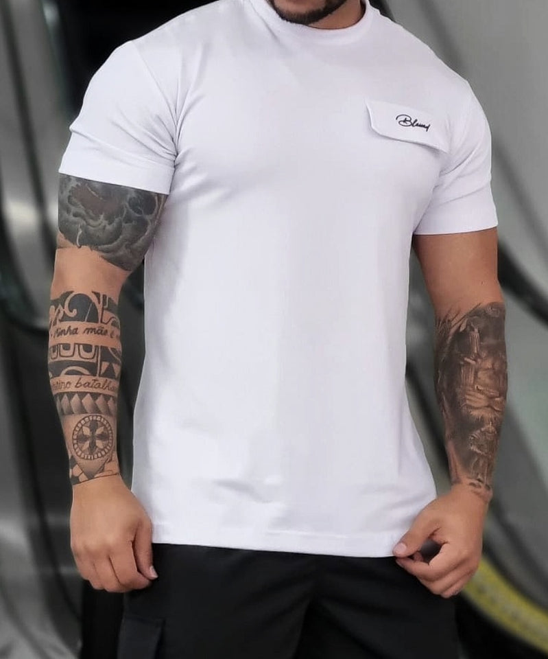 T-shirt Blessed Bolso Fake Branca