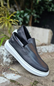 Sapato Mocassim Iate Couro Preto Heicon