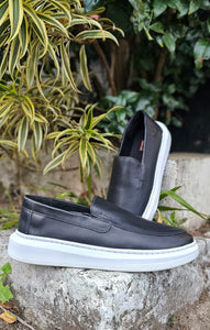 Sapato Mocassim Iate Couro Preto Heicon