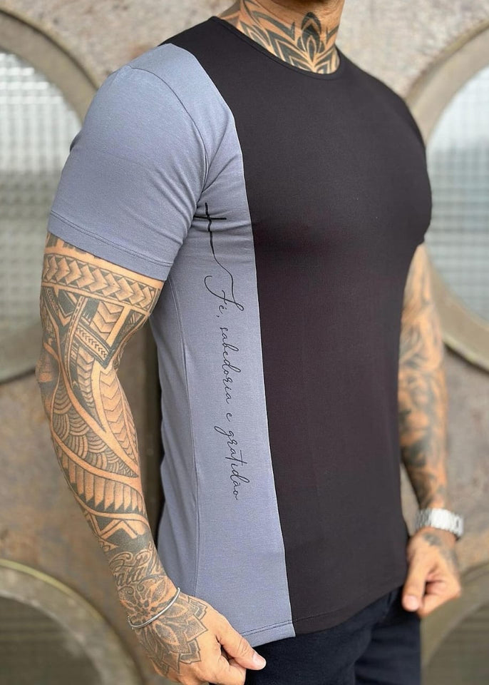 T-shirt Volk Listra Bicolor Preta