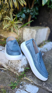 Sapato Mocassim Iate Kangu Couro Chumbo