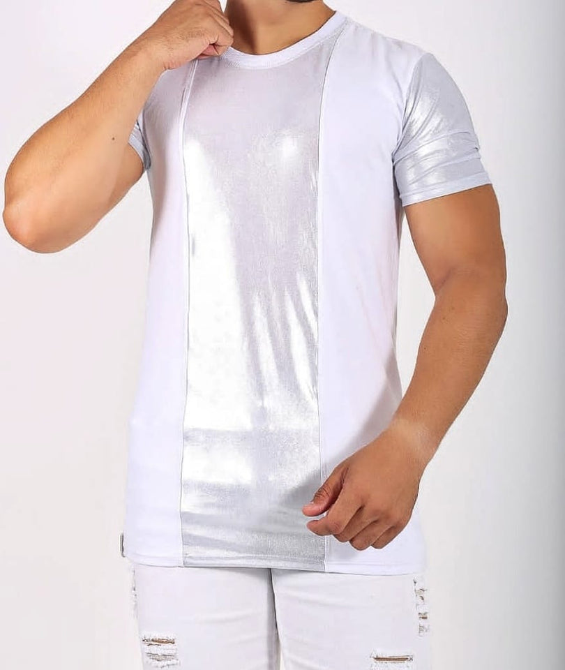 T-shirt Bicolor Branca Metalizada