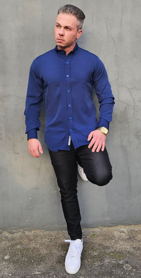 Camisa Premium Exalt Azul Marinho Manga Longa