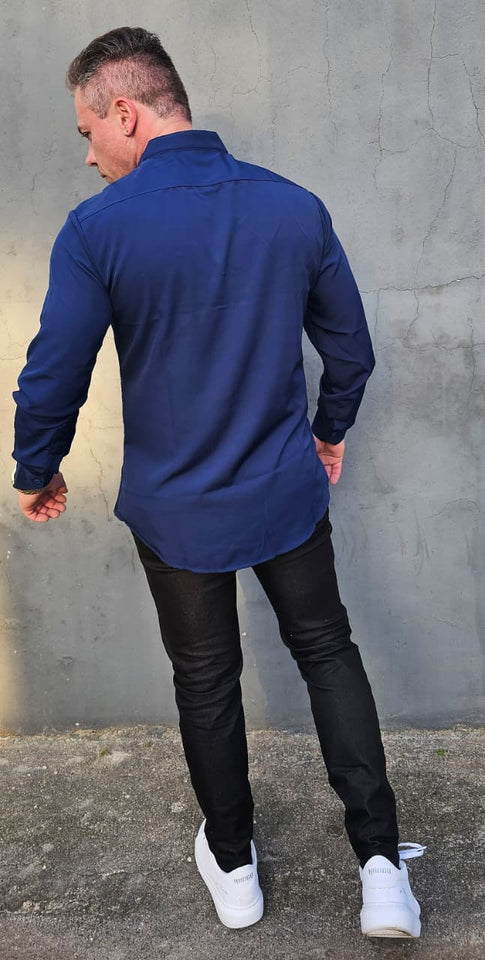 Camisa Premium Exalt Azul Marinho Manga Longa