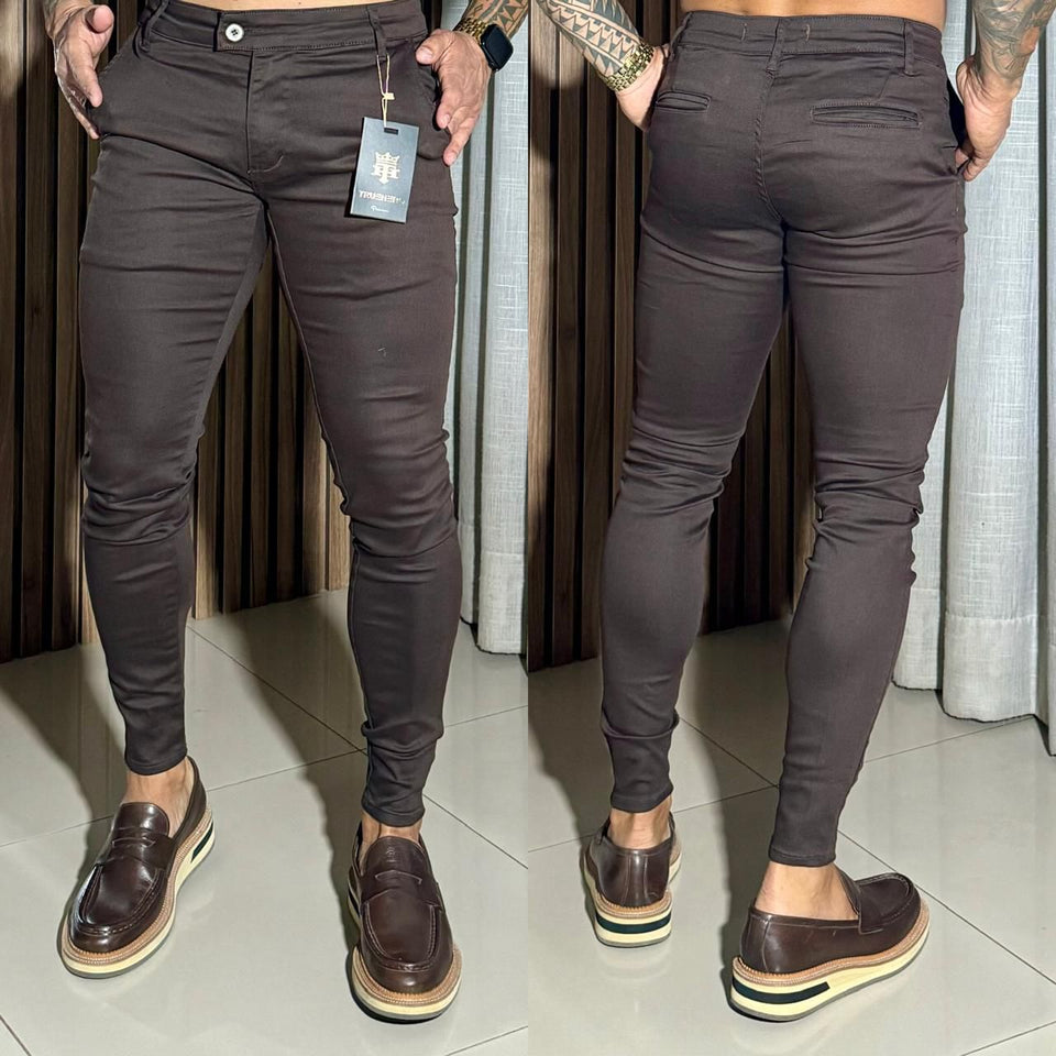 Calça Alfaiataria Skinny Hero Marrom