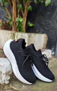Tênis Meia Heicon Knit Nuvem Preto com Cadarço