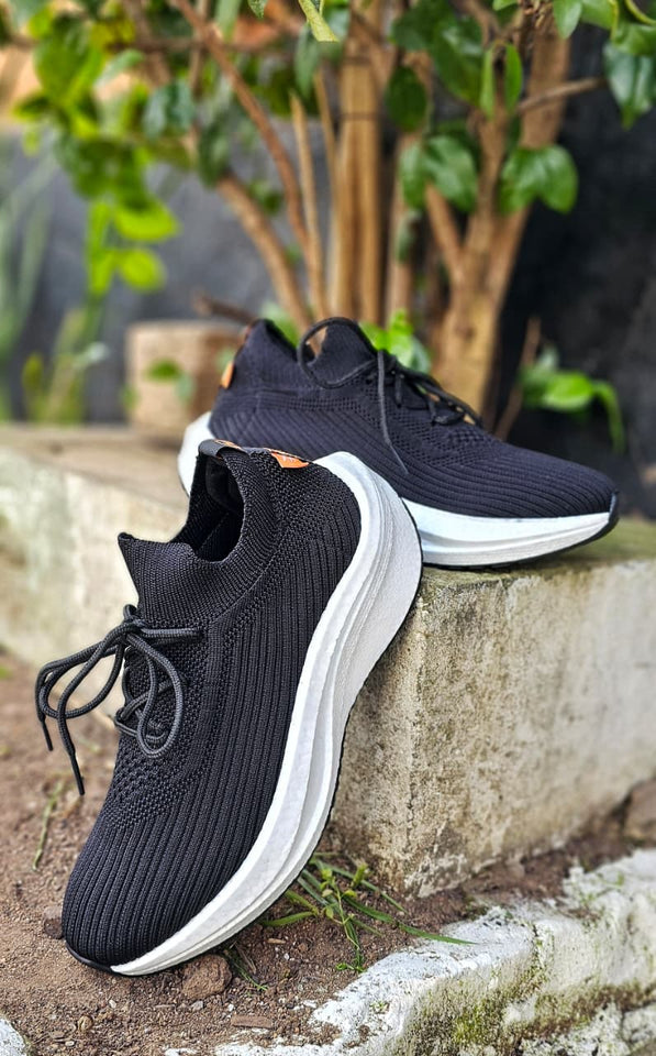 Tênis Meia Heicon Knit Nuvem Preto com Cadarço
