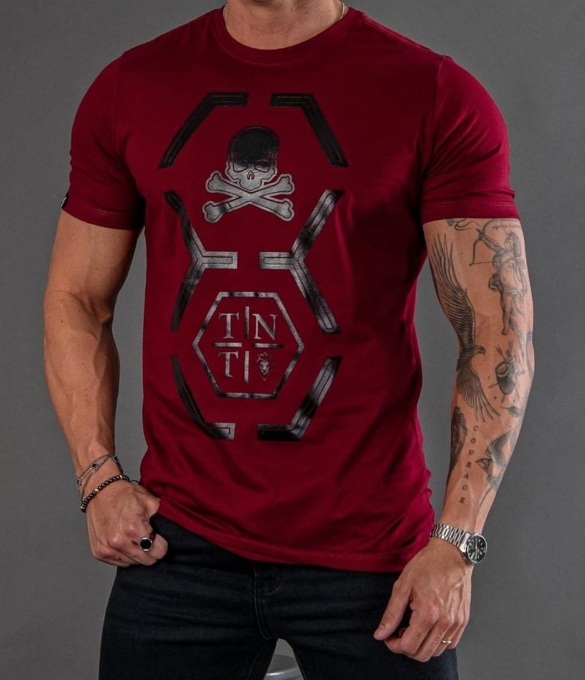 T-shirt Trinity Skull Vermelho Bordô