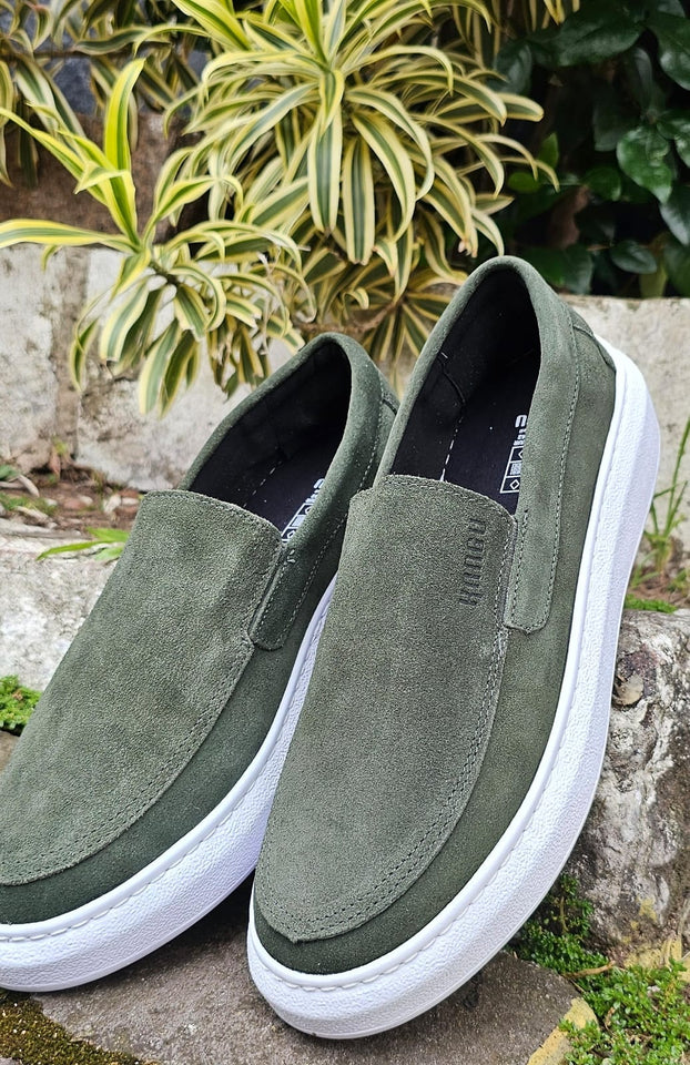 Sapato Mocassim Iate Verde Camurça Kangu